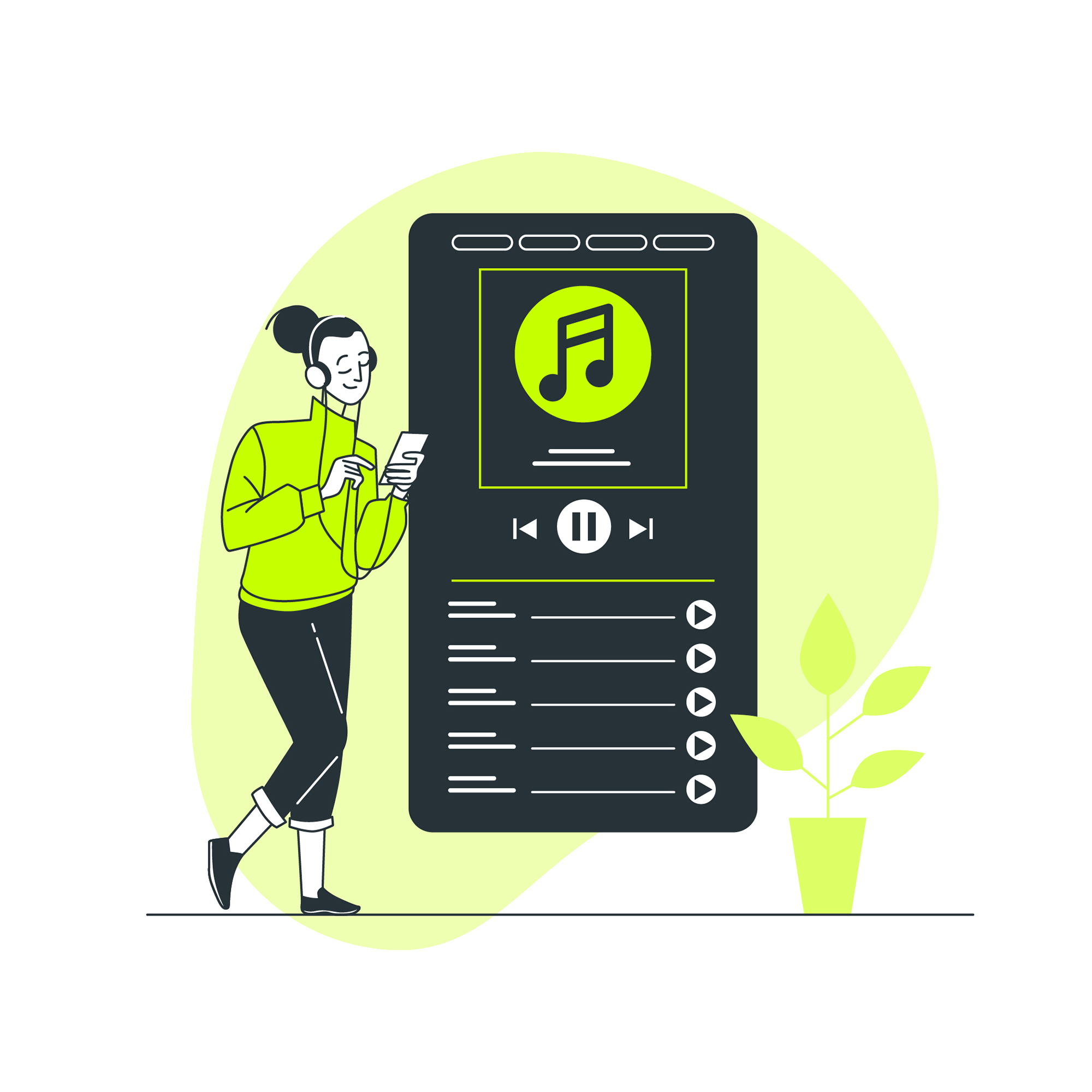 Spotify and song listening, song platform Illustration